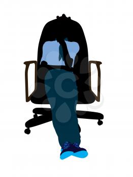 Royalty Free Clipart Image of a Girl in a Chair