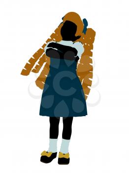 Royalty Free Clipart Image of a Girl in Pigtails