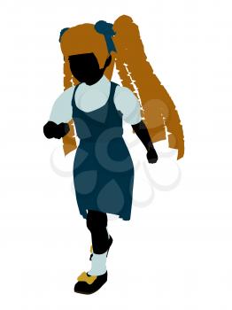 Royalty Free Clipart Image of a Girl in Pigtails