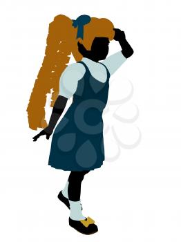 Royalty Free Clipart Image of a Girl in Pigtails