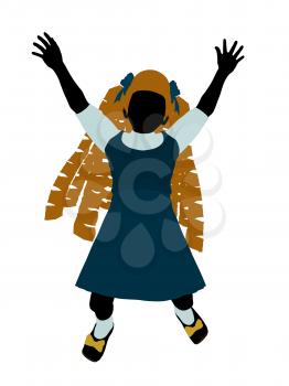 Royalty Free Clipart Image of a Girl in Pigtails