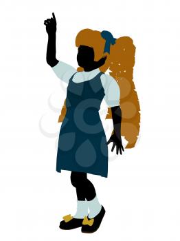 Royalty Free Clipart Image of a Girl in Pigtails