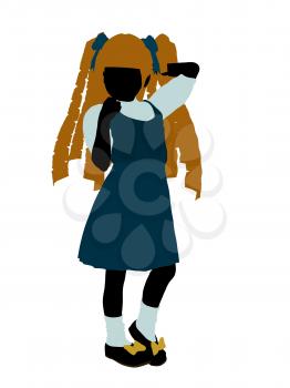 Royalty Free Clipart Image of a Girl in Pigtails