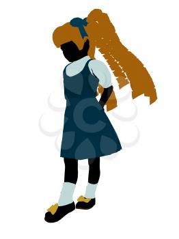 Royalty Free Clipart Image of a Girl in Pigtails