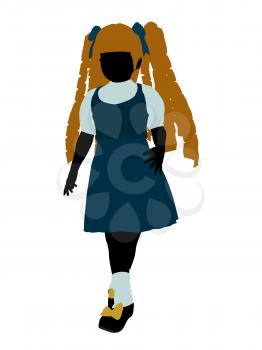 Royalty Free Clipart Image of a Girl in Pigtails