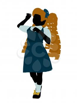 Royalty Free Clipart Image of a Girl in Pigtails