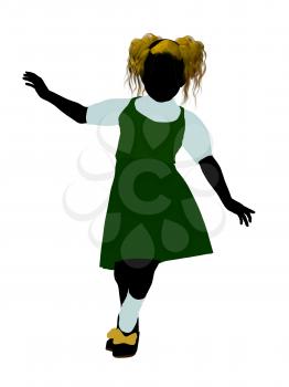 Royalty Free Clipart Image of a Girl in Pigtails