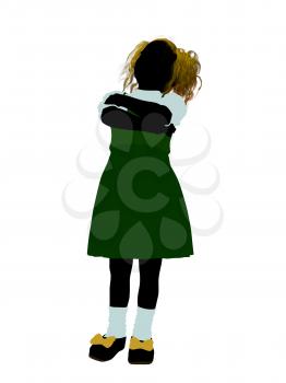 Royalty Free Clipart Image of a Girl in Pigtails