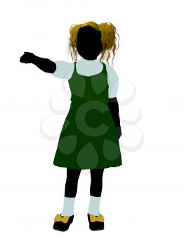 Royalty Free Clipart Image of a Girl in Pigtails