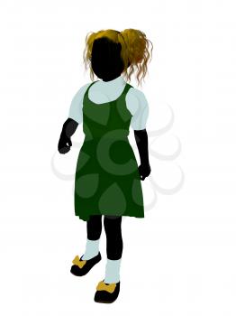 Royalty Free Clipart Image of a Girl in Pigtails