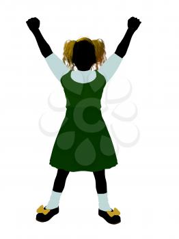 Royalty Free Clipart Image of a Girl in Pigtails