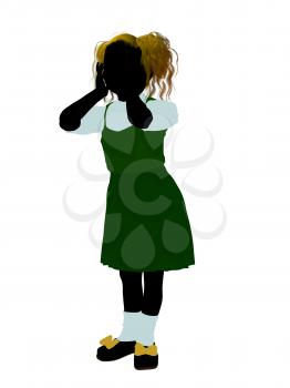 Royalty Free Clipart Image of a Girl in Pigtails