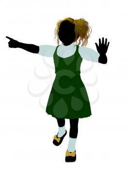 Royalty Free Clipart Image of a Girl in Pigtails