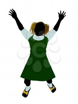 Royalty Free Clipart Image of a Girl in Pigtails