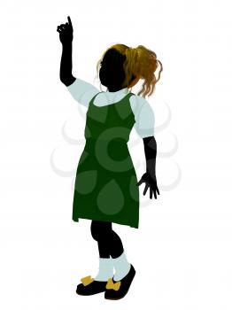 Royalty Free Clipart Image of a Girl in Pigtails