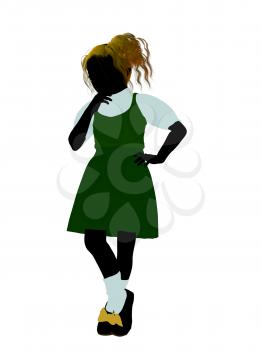 Royalty Free Clipart Image of a Girl in Pigtails