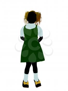 Royalty Free Clipart Image of a Girl in Pigtails