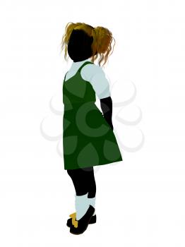 Royalty Free Clipart Image of a Girl in Pigtails