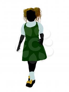 Royalty Free Clipart Image of a Girl in Pigtails