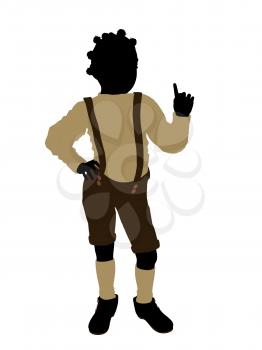 Royalty Free Clipart Image of a Little Boy Wearing Lederhosen