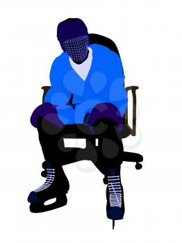 Royalty Free Clipart Image of a Hockey Player in a Chair