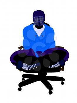 Royalty Free Clipart Image of a Hockey Player in a Chair