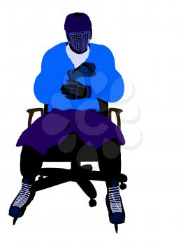 Royalty Free Clipart Image of a Hockey Player in a Chair