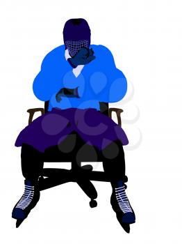 Royalty Free Clipart Image of a Hockey Player in a Chair