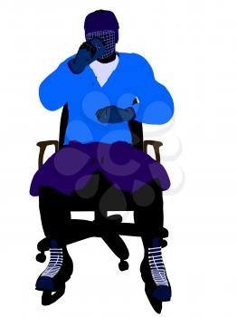 Royalty Free Clipart Image of a Hockey Player in a Chair