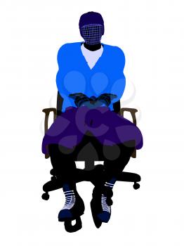 Royalty Free Clipart Image of a Hockey Player in a Chair