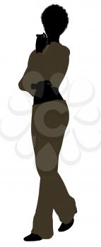 African Amercian female business executive silhouette on a white background