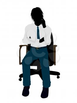 Royalty Free Clipart Image of a Man in a Chair