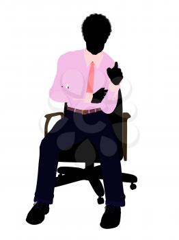 Royalty Free Clipart Image of a Man in a Pink Shirt Sitting in a Chair