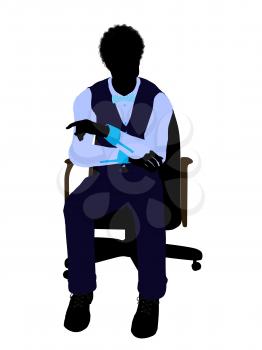 Royalty Free Clipart Image of a Man in an Office Chair