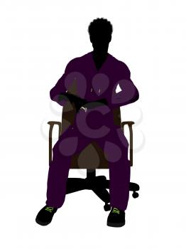 Royalty Free Clipart Image of a Man in a Chair