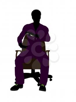 Royalty Free Clipart Image of a Man in a Chair