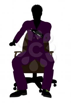 Royalty Free Clipart Image of a Man in a Chair