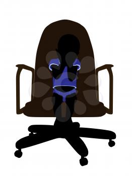 Royalty Free Clipart Image of a Silhouette of a Baby Boy in a Chair