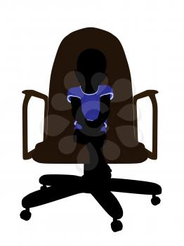 Royalty Free Clipart Image of a Silhouette of a Baby Boy in a Chair