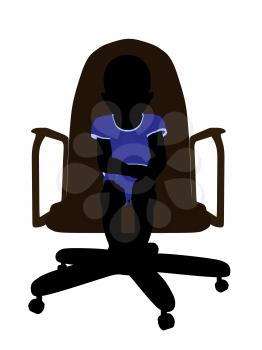 Royalty Free Clipart Image of a Silhouette of a Baby Boy in a Chair