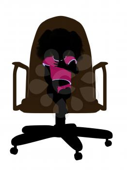 Royalty Free Clipart Image of a Silhouette of a Baby in a Chair