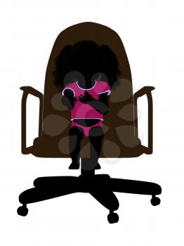 Royalty Free Clipart Image of a Silhouette of a Baby in a Chair