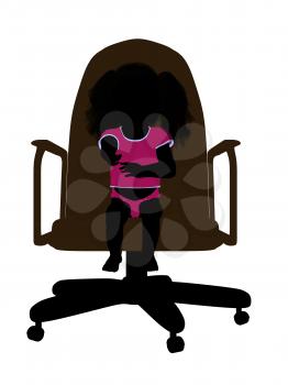 Royalty Free Clipart Image of a Silhouette of a Baby in a Chair