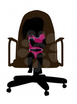 Royalty Free Clipart Image of a Silhouette of a Baby in a Chair