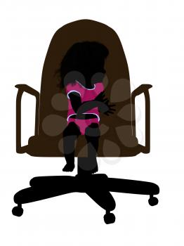 Royalty Free Clipart Image of a Silhouette of a Baby in a Chair