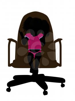 Royalty Free Clipart Image of a Silhouette of a Baby in a Chair