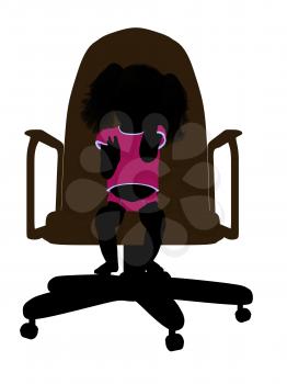 Royalty Free Clipart Image of a Silhouette of a Baby in a Chair