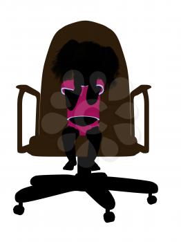 Royalty Free Clipart Image of a Silhouette of a Baby in a Chair