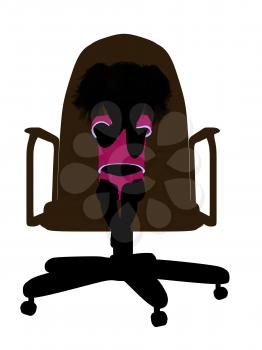 Royalty Free Clipart Image of a Silhouette of a Baby in a Chair