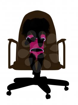 Royalty Free Clipart Image of a Silhouette of a Baby in a Chair